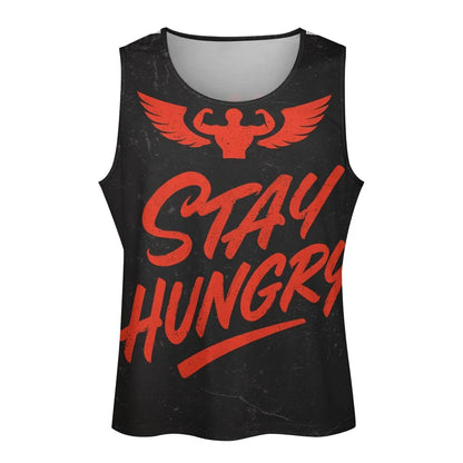 BLEIBE HUNGRIG – Motivations-Sport-Tanktop für Herren (Tiefschwarz)