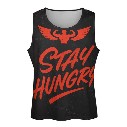 BLEIBE HUNGRIG – Motivations-Sport-Tanktop für Herren (Tiefschwarz)