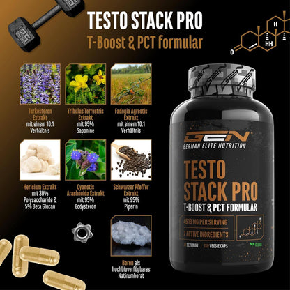 Testo Stack Pro - Екстра Силен Натурален T-Boost Комплекс | 180 Веган Капсули 🔥 Високоефективна формула с Turkesteron, Ecdysteron, Fadogia Agrestis, Tribulus, Hericium и Бор! - urmax