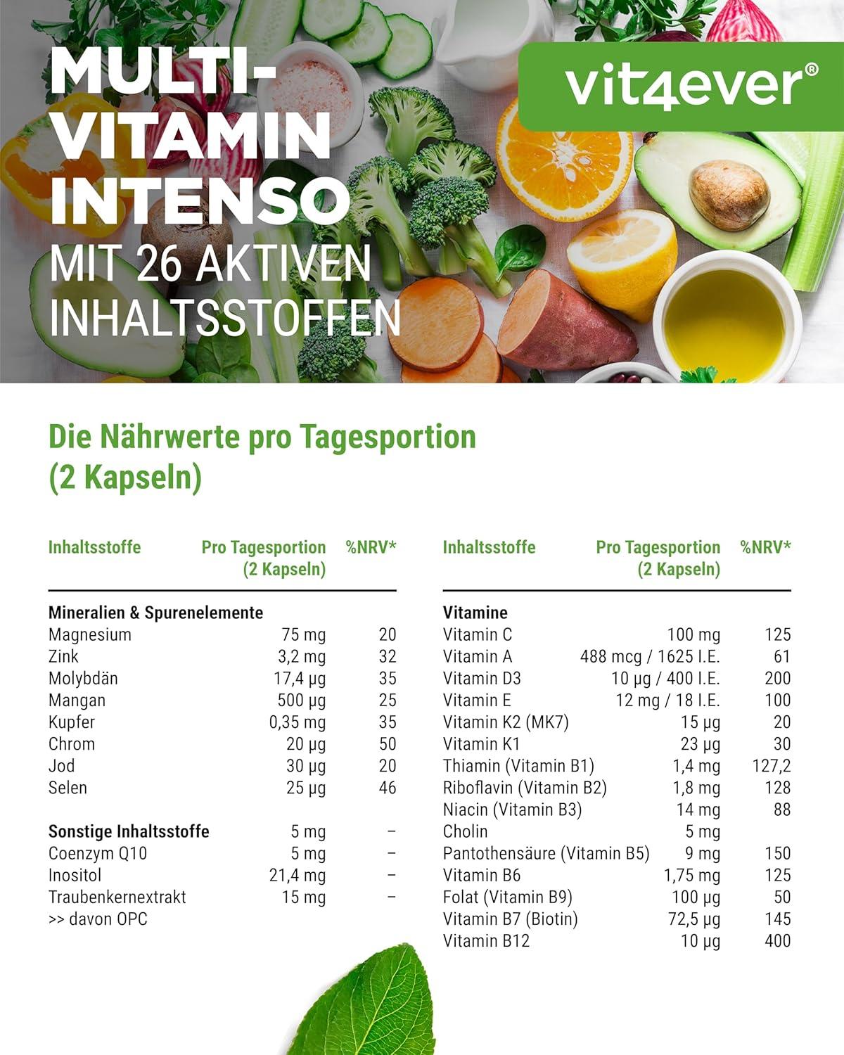 Premium Multivitamin A-Z - 365 hochdosierte Kapseln mit 26 Bioaktiv-Formen & Markenrohstoffe - Vitamine + Mineralien - All In One Komplex - Vegan - urmax