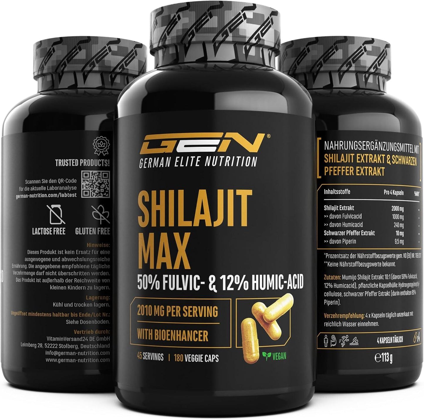 Mumijo Shilajit Max – 180 Capsules – Extra Strong: 2000 mg per Daily Serving – 50% Fulvic Acid + 12% Humic Acid + Bioenhancer – Original Himalaya 10:1 Extract – Vegan - urmax