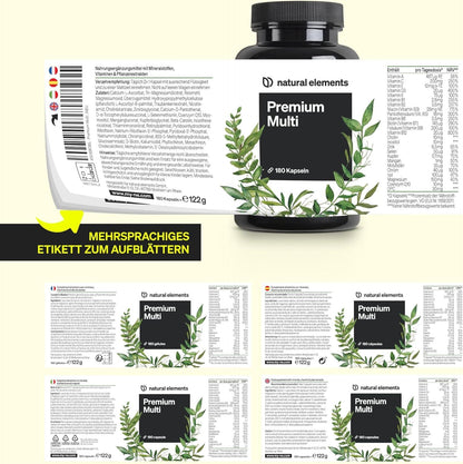 Premium Multivitamin – 180 hochdosierte Komplex-Kapseln – wertvolle Vitamine A-Z – Premium-Rohstoffe – mit Bioaktiv-Formen – ohne unnötige Zusätze – in Deutschland produziert & laborgeprüft - urmax