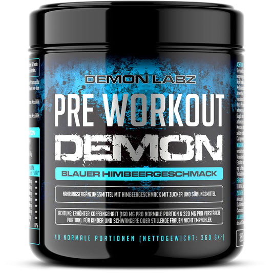🔥 Pre Workout Demon – 360g | Blauer Himbeer | 40 Дози | Pre-Workout Booster с Креатин, Бета-Аланин, Таурин и Кофеин | Веган | Климатично неутрален | Произведен в Германия 🔥 - urmax