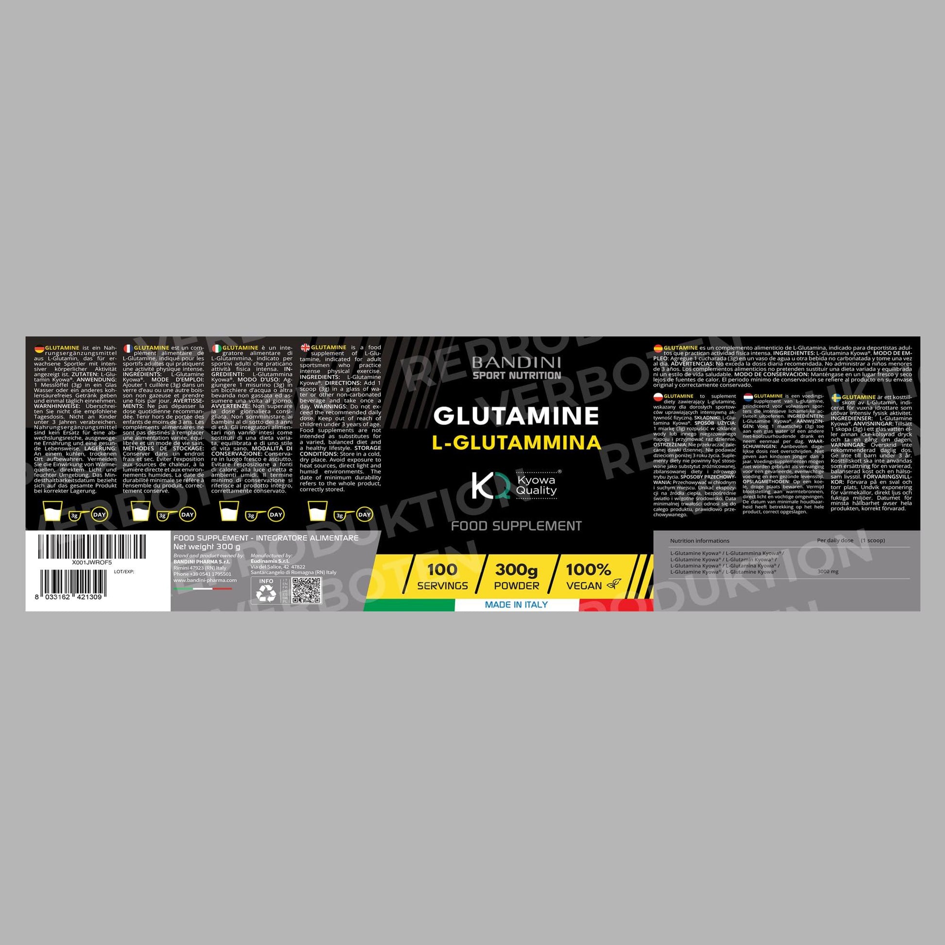 💥 Bandini® L-Glutamine Powder – 300 г | 100% Kyowa® Quality | Веган & Ултра Чист 💥 🏋️‍♂️ Подпомагайте възстановяването и мускулната си сила с най-висококачествения L-Глутамин! - urmax