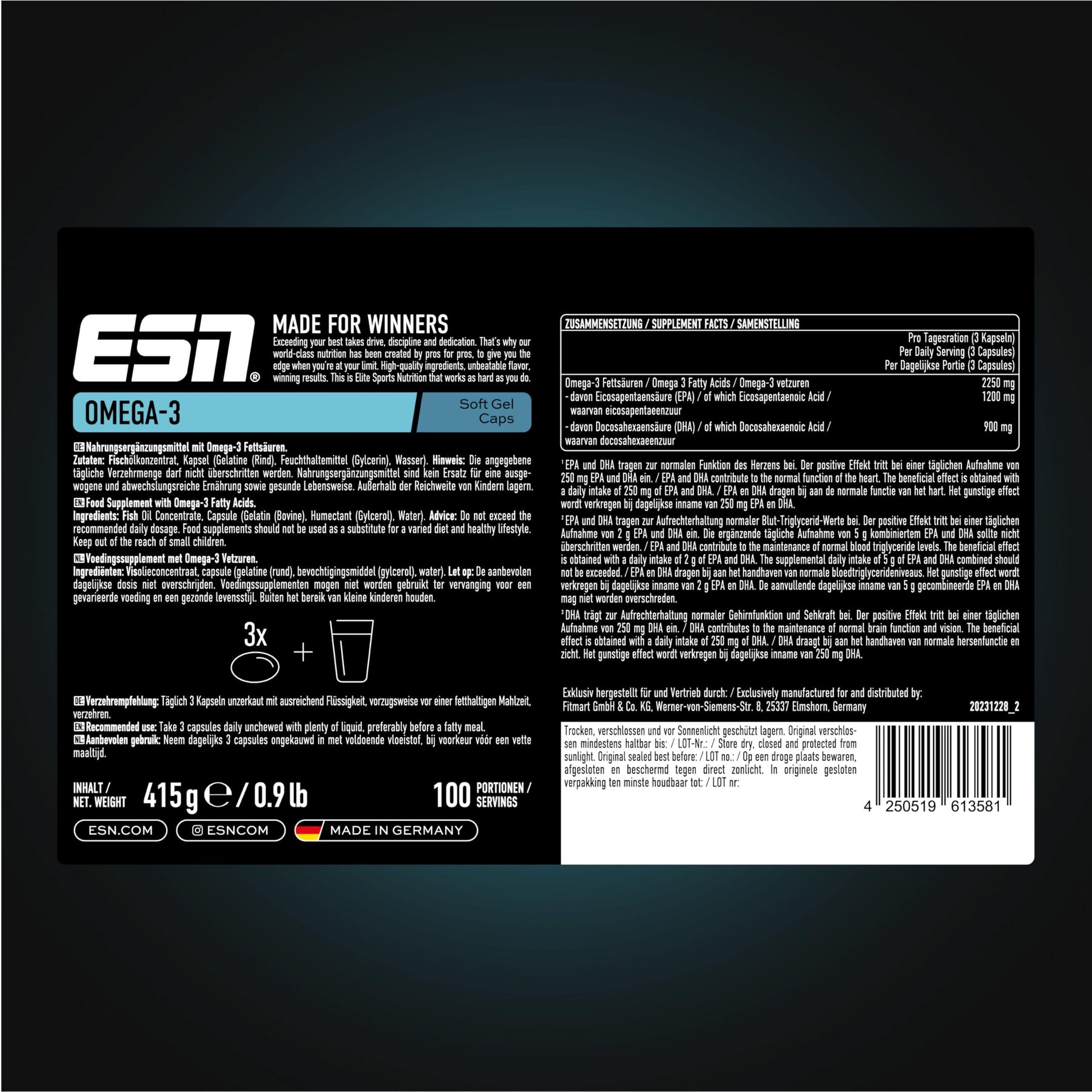 🔥 ESN Omega-3 – 60 Капсули | Високодозирани EPA & DHA | Подкрепа за Сърце, Мозък и Очи | 1200 mg EPA & 900 mg DHA на Доза 🏆 ПОДДРЪЖКА НА СЪРДЕЧНО-СЪДОВАТА СИСТЕМА, МОЗЪЧНАТА ФУНКЦИЯ И ЗРЕНИЕТО! - urmax
