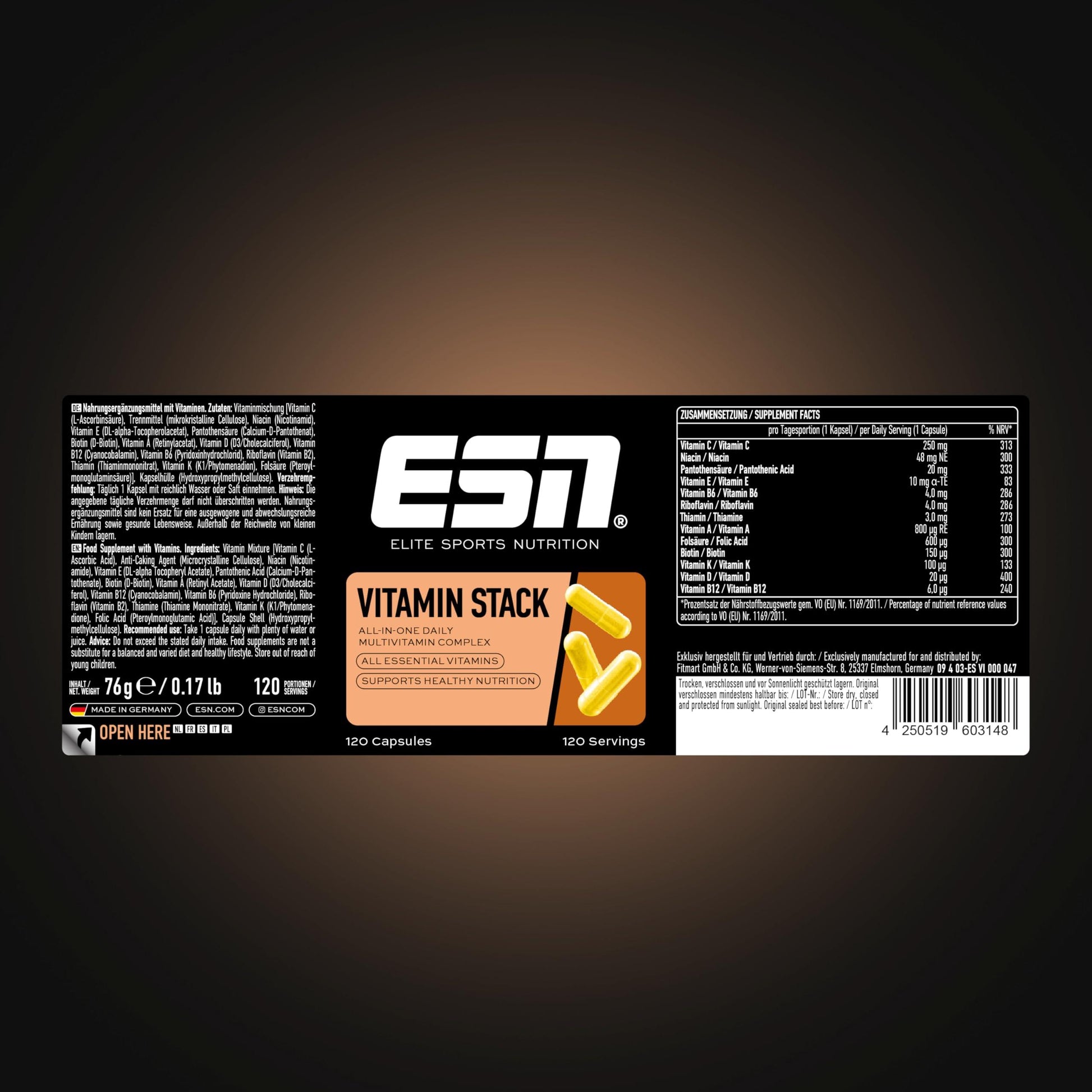 🔥 ESN Vitamin Stack – 120 Капсули | Високодозиран Мултивитаминен Комплекс | 13 Есенциални Витамина в 1 Капсула | 4-Месечен Прием | Произведено в Германия 🏆 ОПТИМАЛНА ПОДКРЕПА ЗА ЗДРАВЕ И ЕНЕРГИЯ! - urmax