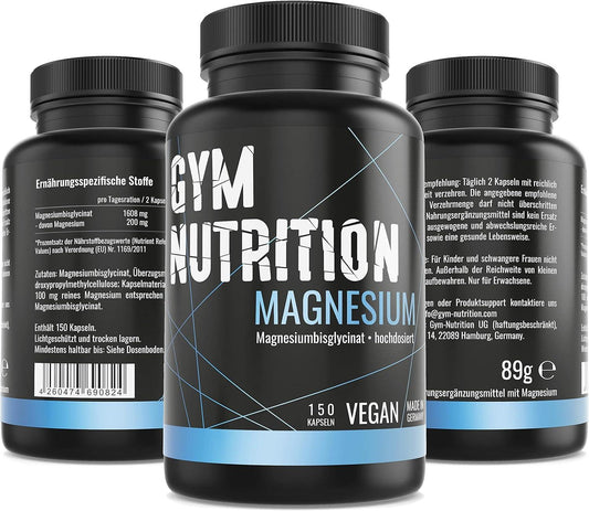 Magnesium – Hochdosiert – Laborgeprüft - Magnesium-Bisglycinat – 100mg reines Magnesium pro Kapsel ohne Zusätze — vegan - Made in Germany — 150 Kapseln - urmax