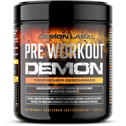 🔥 Pre Workout Demon – 360g | Blauer Himbeer | 40 Дози | Pre-Workout Booster с Креатин, Бета-Аланин, Таурин и Кофеин | Веган | Климатично неутрален | Произведен в Германия 🔥 - urmax