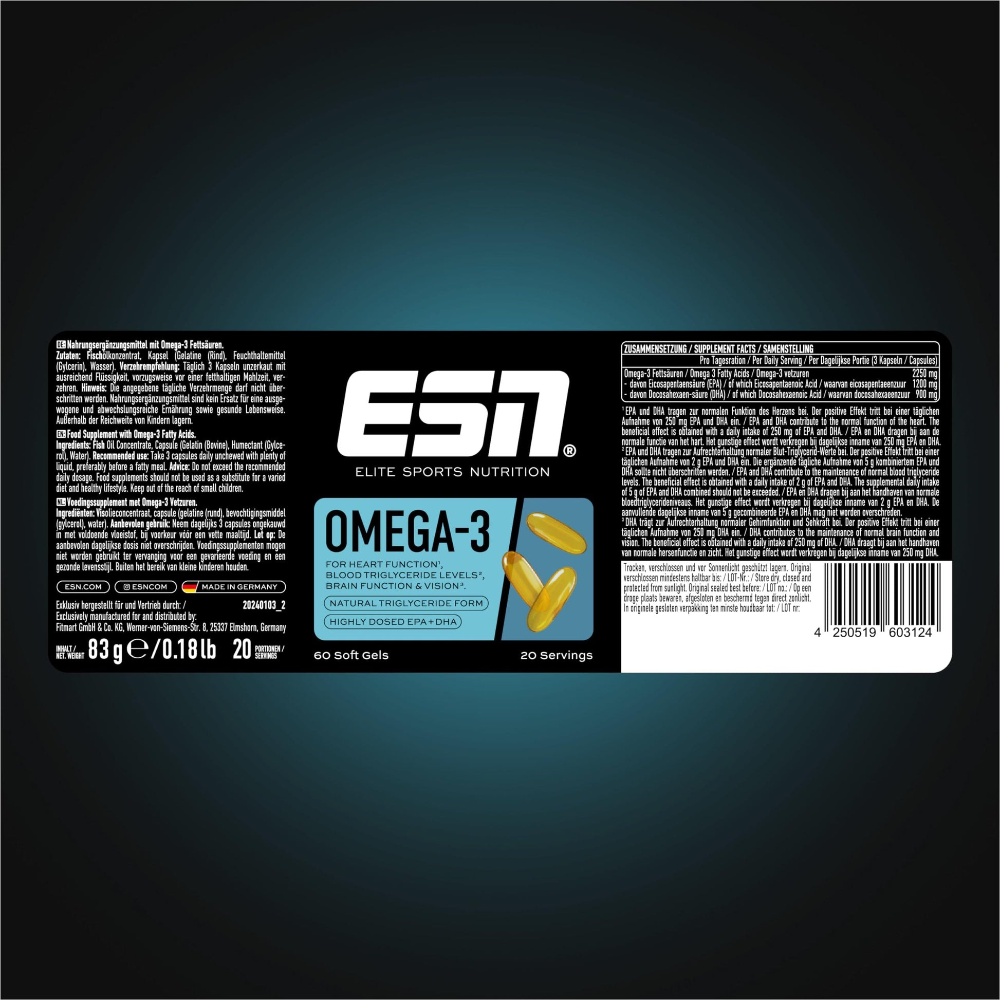 🔥 ESN Omega-3 – 60 Капсули | Високодозирани EPA & DHA | Подкрепа за Сърце, Мозък и Очи | 1200 mg EPA & 900 mg DHA на Доза 🏆 ПОДДРЪЖКА НА СЪРДЕЧНО-СЪДОВАТА СИСТЕМА, МОЗЪЧНАТА ФУНКЦИЯ И ЗРЕНИЕТО! - urmax