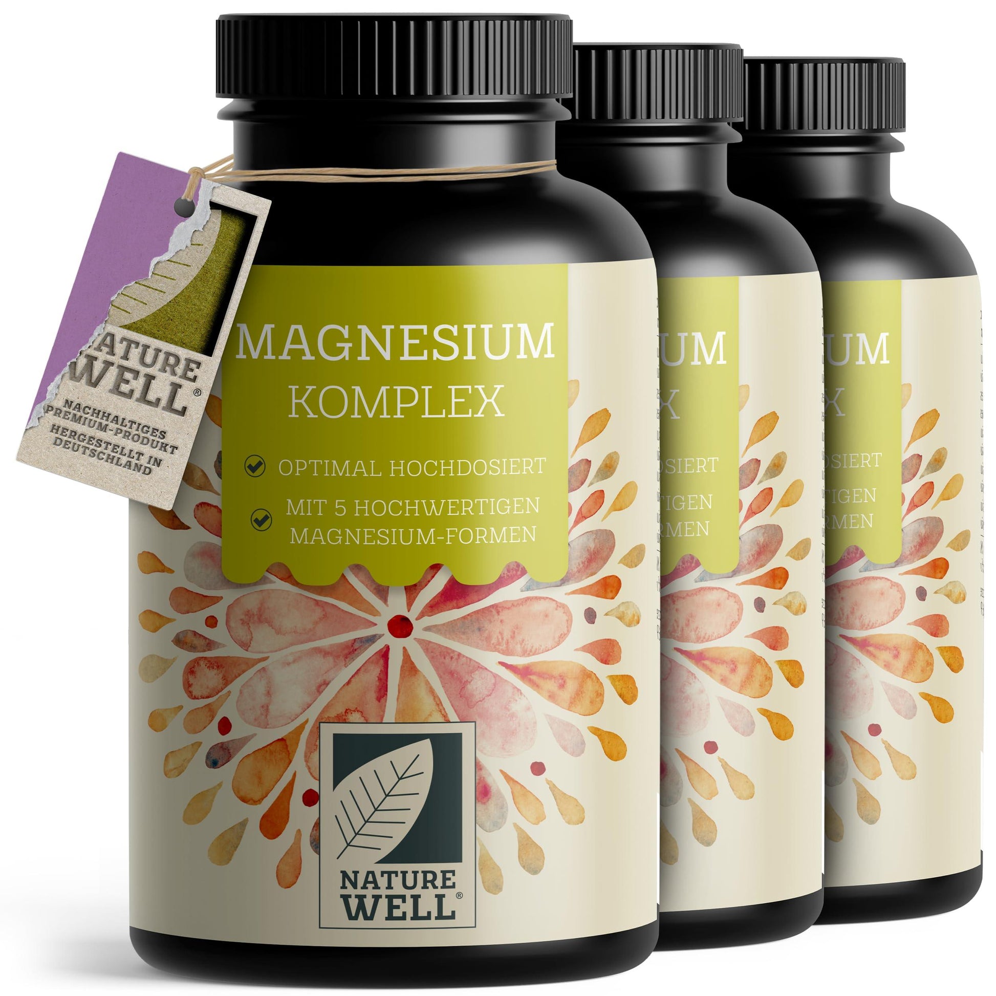 Magnesium Komplex 180 Kapseln, 400 mg pro Tag aus 5 hochwertigen -Formen: -Oxid, Citrat, Bisglycinat, Malat & Ascorbat, optimale Bioverfügbarkeit, Vorrat für 3 Monate - urmax