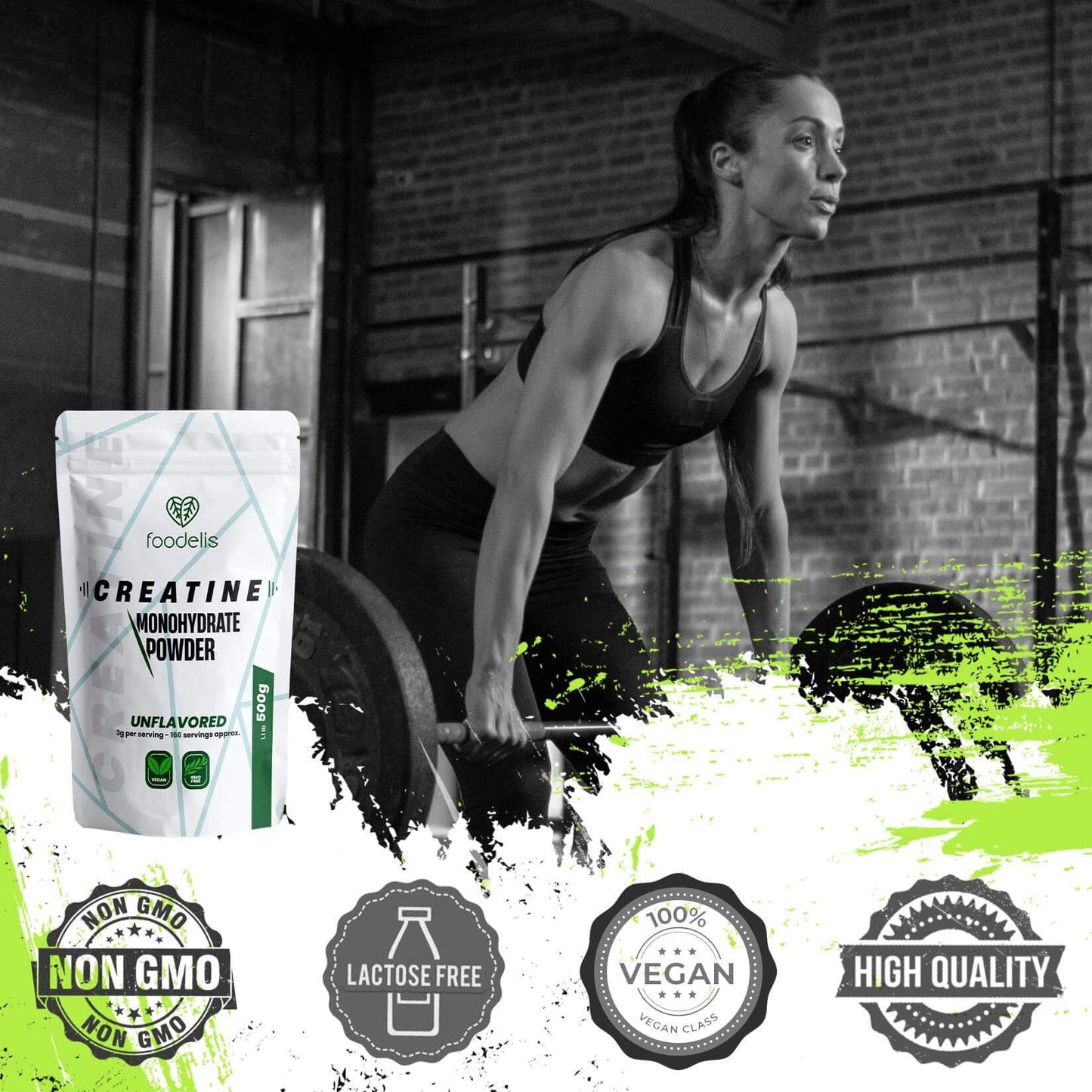 💪 Foodelis Creatin Monohydrat Pulver | 500g | 100% Чист Микронизиран Креатин | Без ГМО и Веган ✅ Подкрепете силата, издръжливостта и мускулния растеж с висококачествен креатин-монохидрат! - urmax