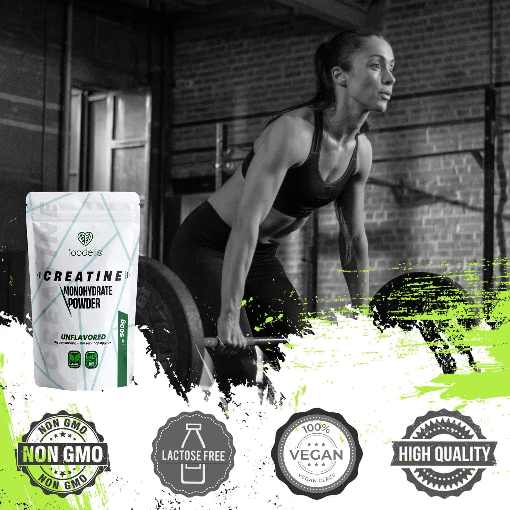 💪 Foodelis Creatin Monohydrat Pulver | 500g | 100% Чист Микронизиран Креатин | Без ГМО и Веган ✅ Подкрепете силата, издръжливостта и мускулния растеж с висококачествен креатин-монохидрат! - urmax
