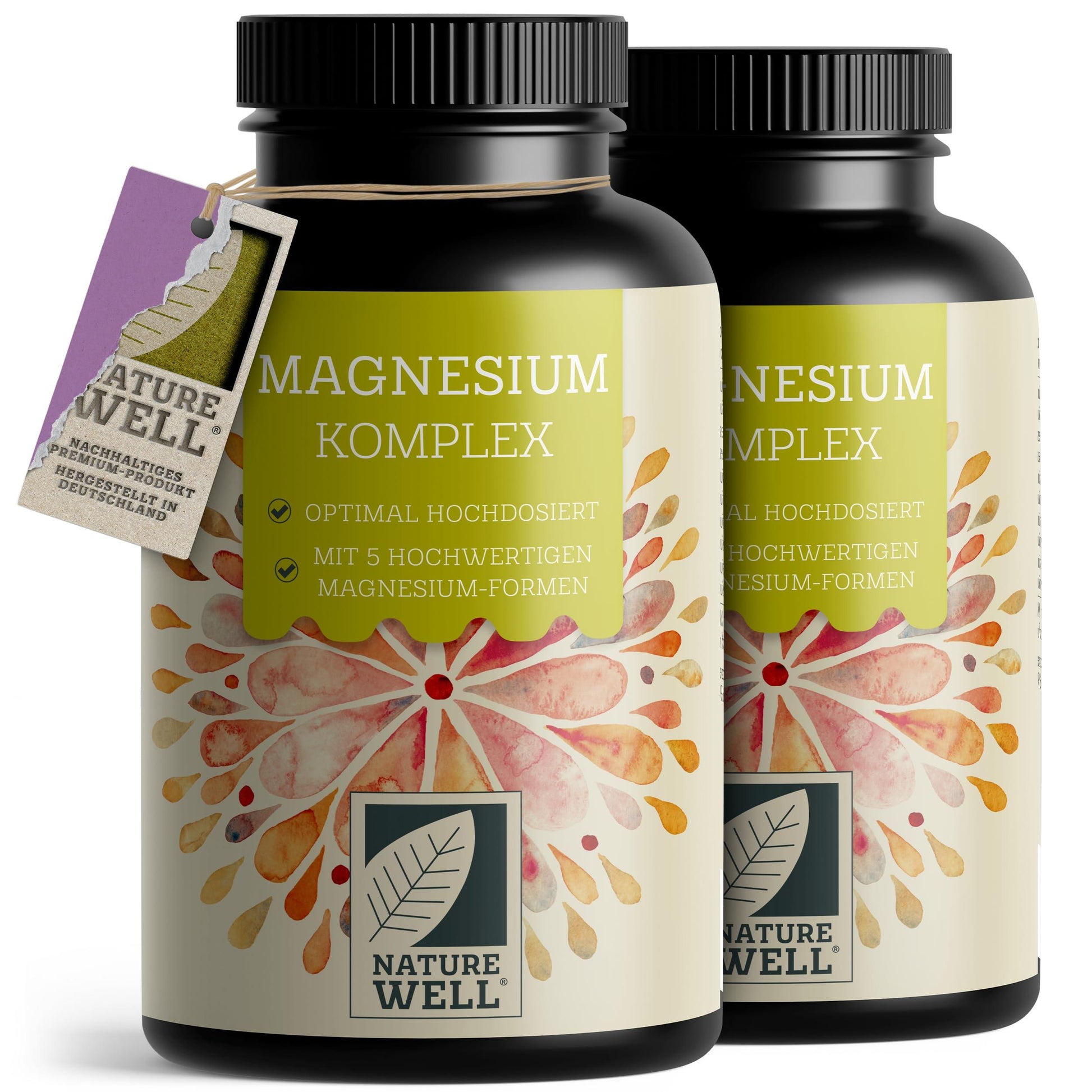 Magnesium Komplex 180 Kapseln, 400 mg pro Tag aus 5 hochwertigen -Formen: -Oxid, Citrat, Bisglycinat, Malat & Ascorbat, optimale Bioverfügbarkeit, Vorrat für 3 Monate - urmax