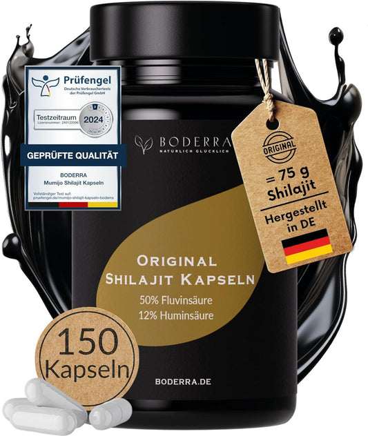 Original Shilajit Kapseln Hochdosiert 100% aus dem HIMALAYA - Shilajit Resin Extrakt 12% Huminsäure & 50% Fulvinsäure - Mumijo Shilajit 1000mg (50:1 Extrakt)=50000mg pro Tag Shilajit Original Vegan - urmax
