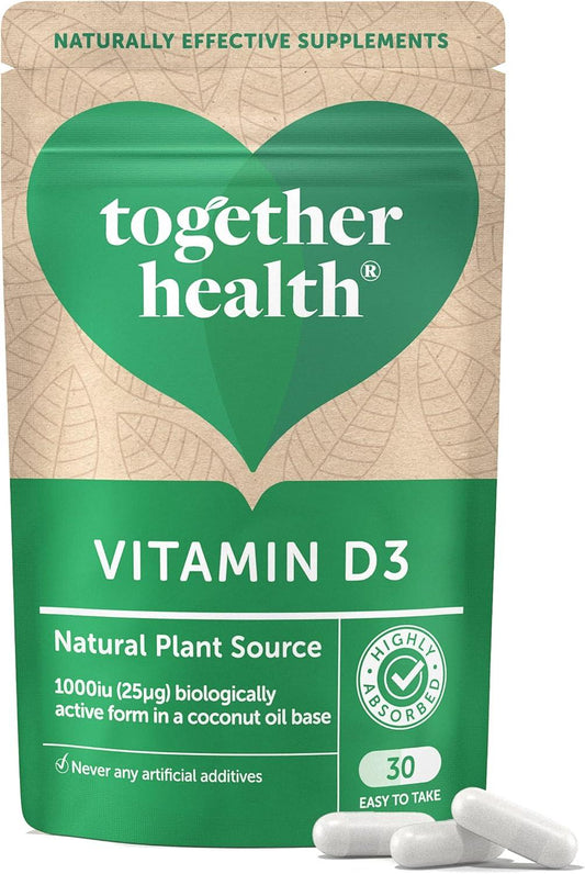 Vitamin D3 von Together Health – 1000iu Vitamin D3 Kapseln aus wildwachsenden Flechten – 60 vegane VegeCaps Vitaminkapseln - urmax