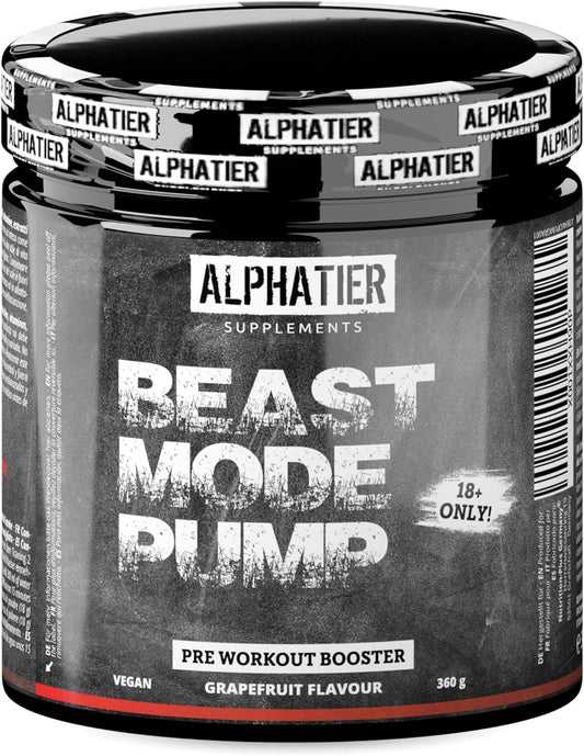 Alphatier Beastmode Pump Booster ohne Koffein + Creatin - klumpenfrei - Pre Workout 360 g Pulver - hochdosiert mit Beta Alanin, Citrullin, Arginin - urmax