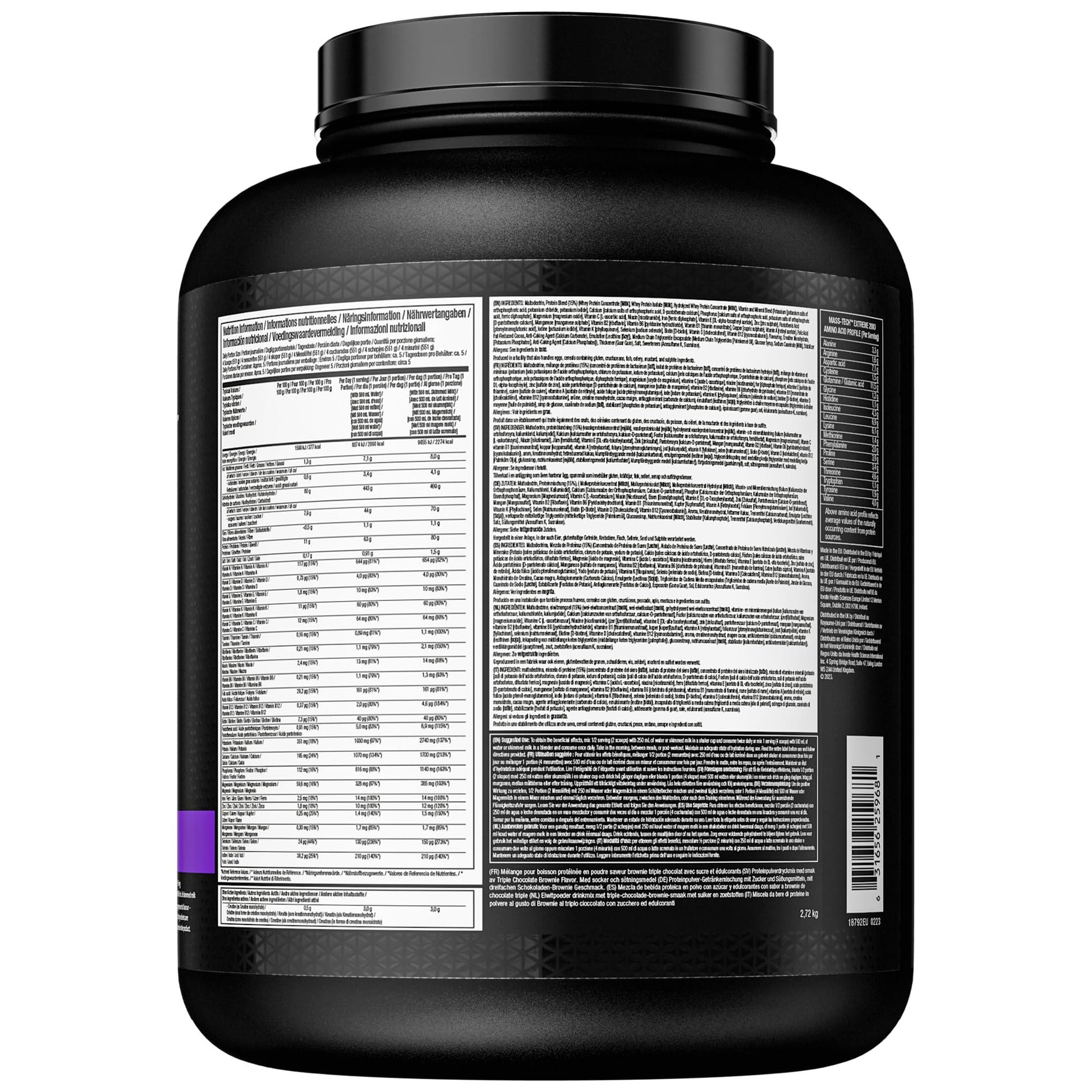 🏋️‍♂️ MuscleTech Mass-Tech Extreme 2000 | 2.72 кг | 80 г Протеин, 400 г Въглехидрати, 2000+ Калории | Triple Chocolate Brownie 🍫 💥 Перфектен за покачване на маса и мускулен растеж! - urmax