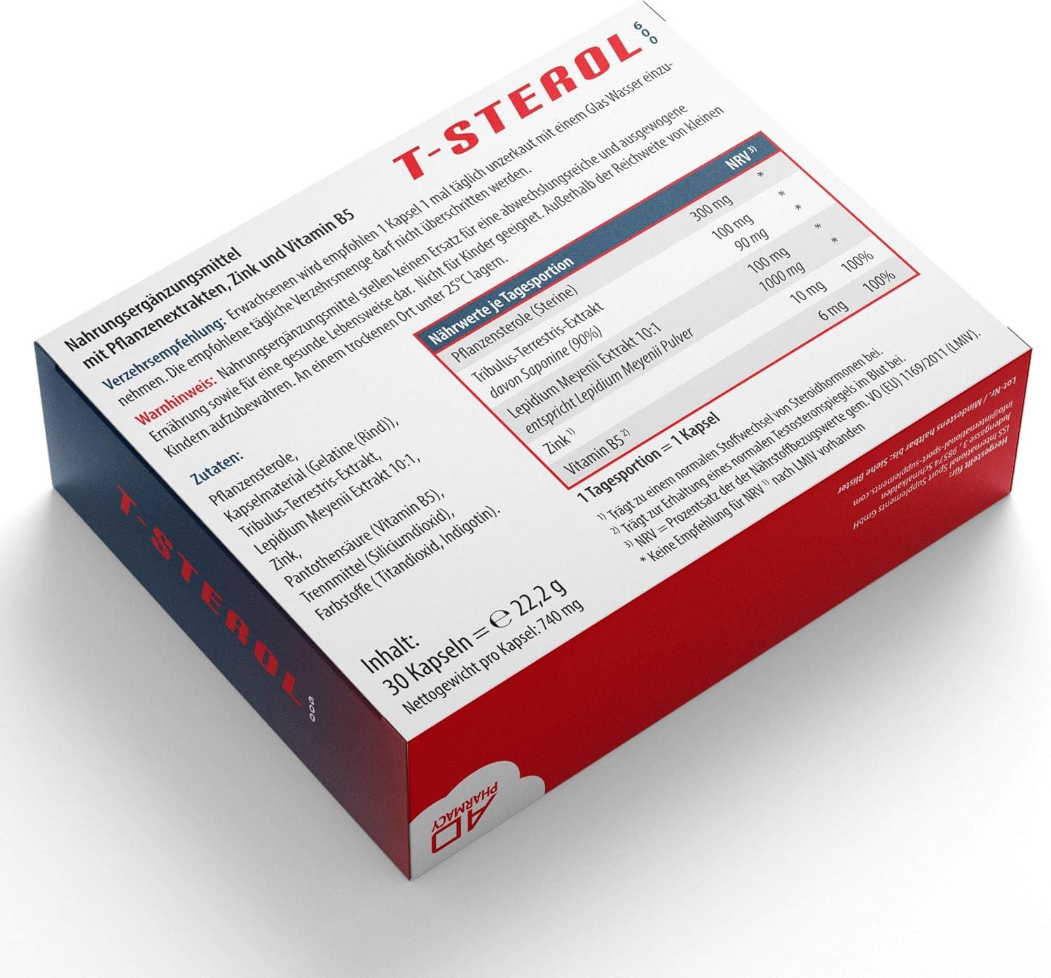 🔥 T-Power Komplex/Booster - T STEROL 600 | Високодозиран тестостеронов бустер за мускулен растеж | 30 капсули 💪 Повишава силата и издръжливостта | Подпомага мускулния растеж | Произведено в Германия - urmax