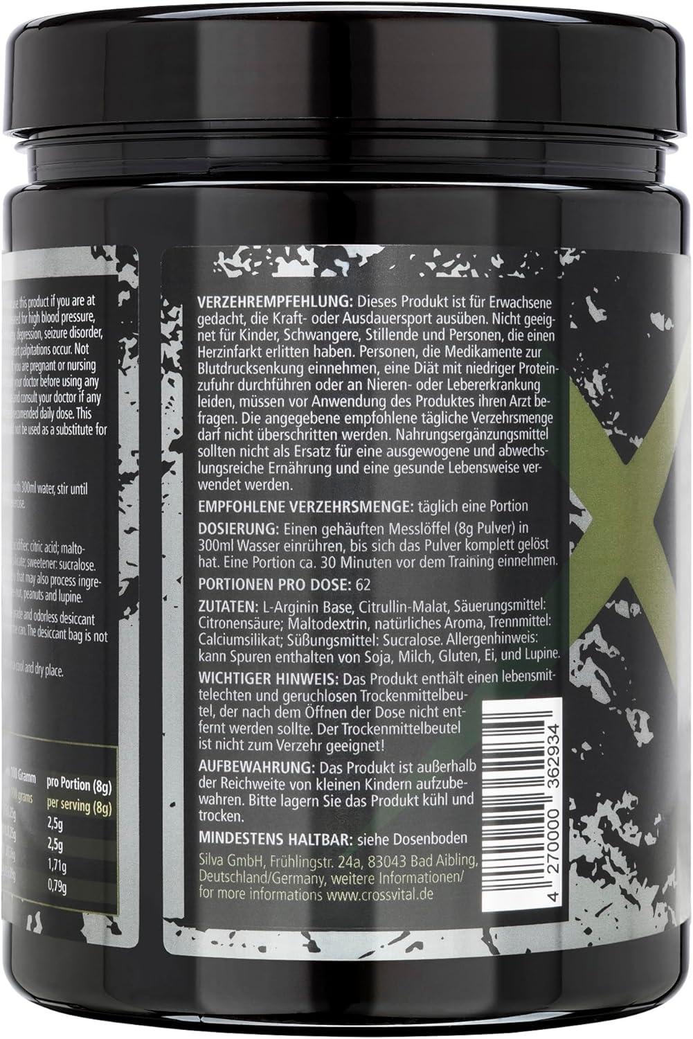 L-ARGININ & L-CITRULLIN Pulver I Lemon & Lime I CROSSVITAL I vegan I 500g I made in Germany - urmax