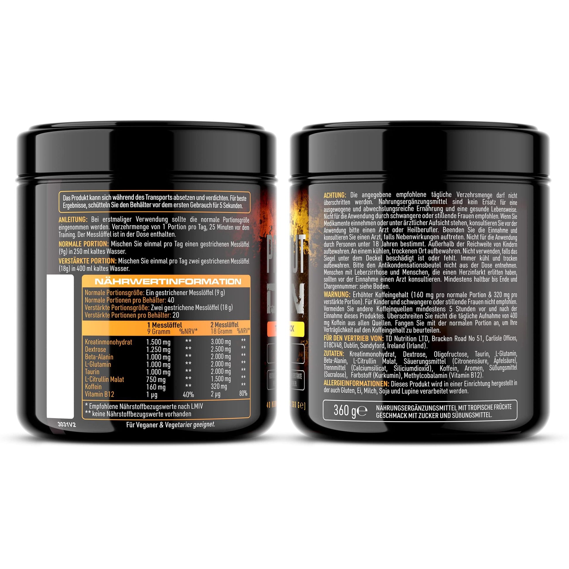 🔥 Pre Workout Demon – 360g | Blauer Himbeer | 40 Дози | Pre-Workout Booster с Креатин, Бета-Аланин, Таурин и Кофеин | Веган | Климатично неутрален | Произведен в Германия 🔥 - urmax