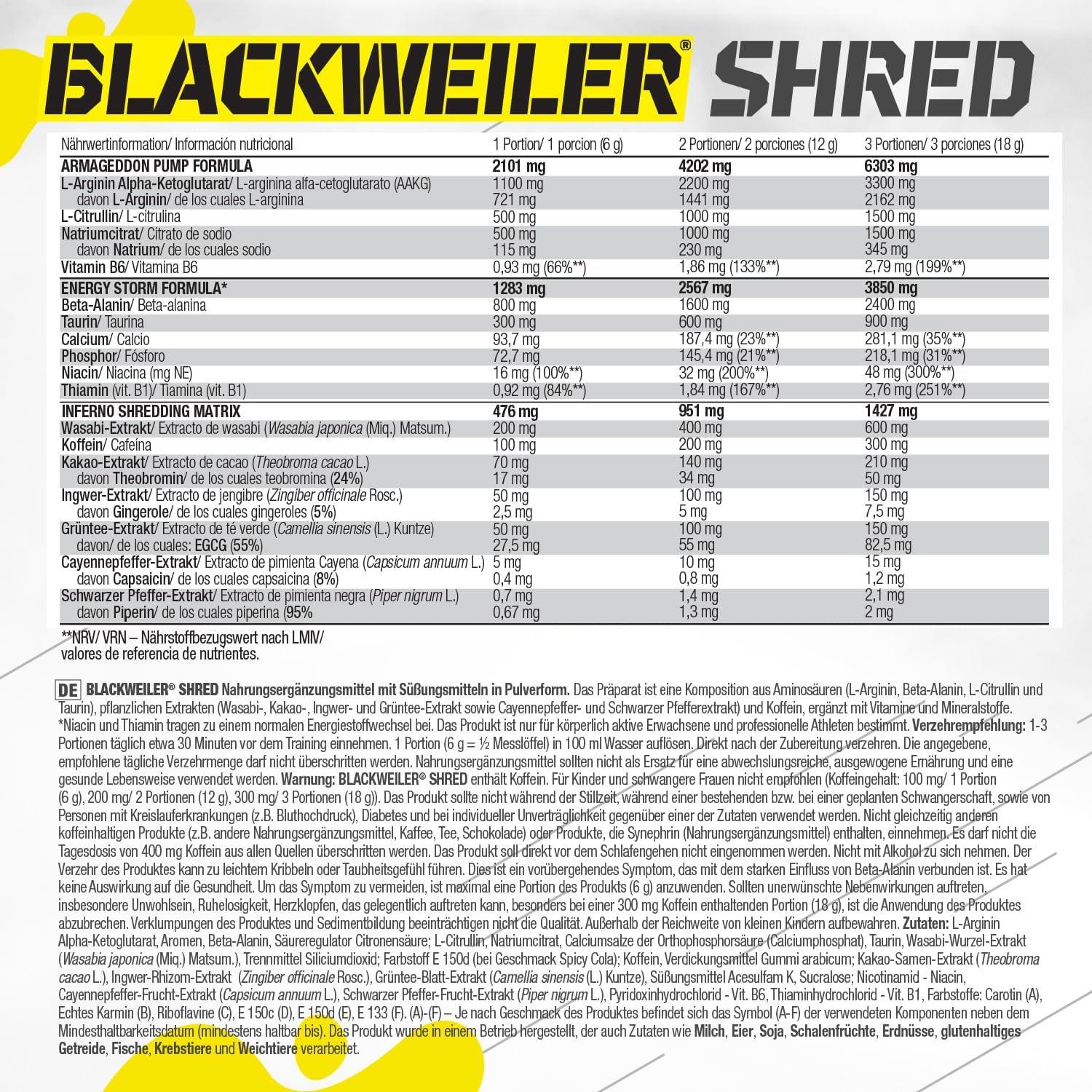 Olimp Sport Nutrition Blackweiler Shred, Exotic Orange, 480 g, Pre Workout Booster und Fettverbrenner, L-Arginin und Beta-Alanin - urmax