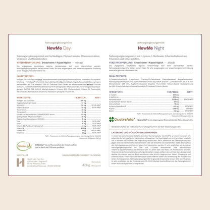 Health Labs Care Nahrungsergänzungsmittel für gesunde Haut, Haare und Nägel - mit hoch absorbierbares Fischkollagen - ergänzt die Ernährung mit Vitaminen und Mineralien - 60 Kapseln NewMe Day&Night - urmax