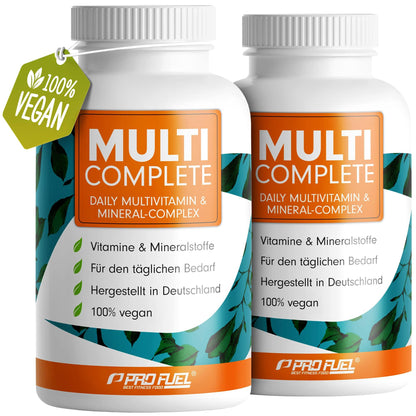 Vegane Vitamine & Mineralstoffe - 180 Kapseln - MULTI COMPLETE Multivitamin & Mineral-Komplex vegan: Vitamin A, B2, B12, D3, K2, Folsäure, Calcium, Magnesium, Zink, Eisen, Selen, Jod - 2 Monats-Vorrat - urmax
