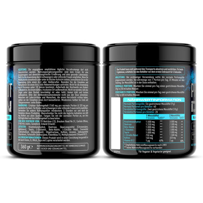 🔥 Pre Workout Demon – 360g | Blauer Himbeer | 40 Дози | Pre-Workout Booster с Креатин, Бета-Аланин, Таурин и Кофеин | Веган | Климатично неутрален | Произведен в Германия 🔥 - urmax