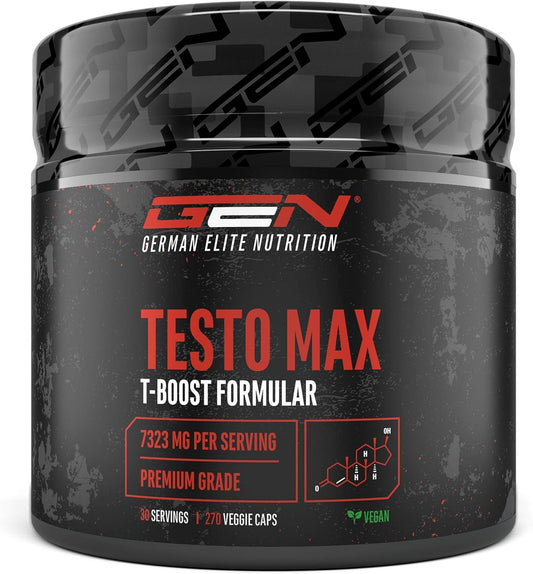 Testo MAX - 270 Capsules - High Dose (6780 mg) per Daily Serving with Amino Acids + Plant Extracts Tribulus + Maca Extract + Boron + D-Aspartic Acid - Laboratory-Tested - German Elite Nutrition - urmax