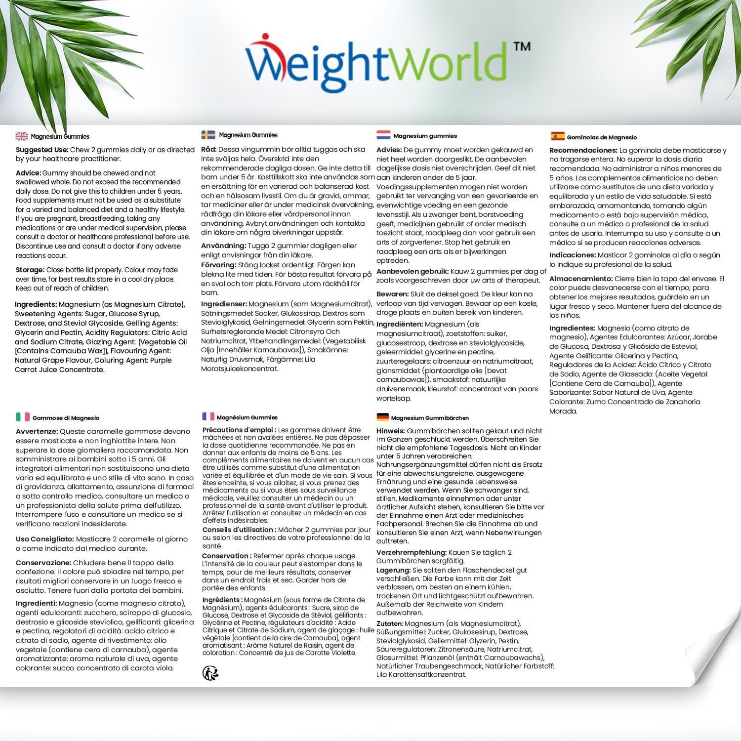 🔥 WeightWorld Magnesium Gummibärchen – 90 бр. | 125 mg магнезий на порция | Вкус на грозде | Веган 🏆 ЛЕСЕН И ВКУСЕН НАЧИН ДА ПОДКРЕПИТЕ ЕНЕРГИЯТА, НЕРВНАТА СИСТЕМА И ЕЛЕКТРОЛИТНИЯ БАЛАНС! - urmax