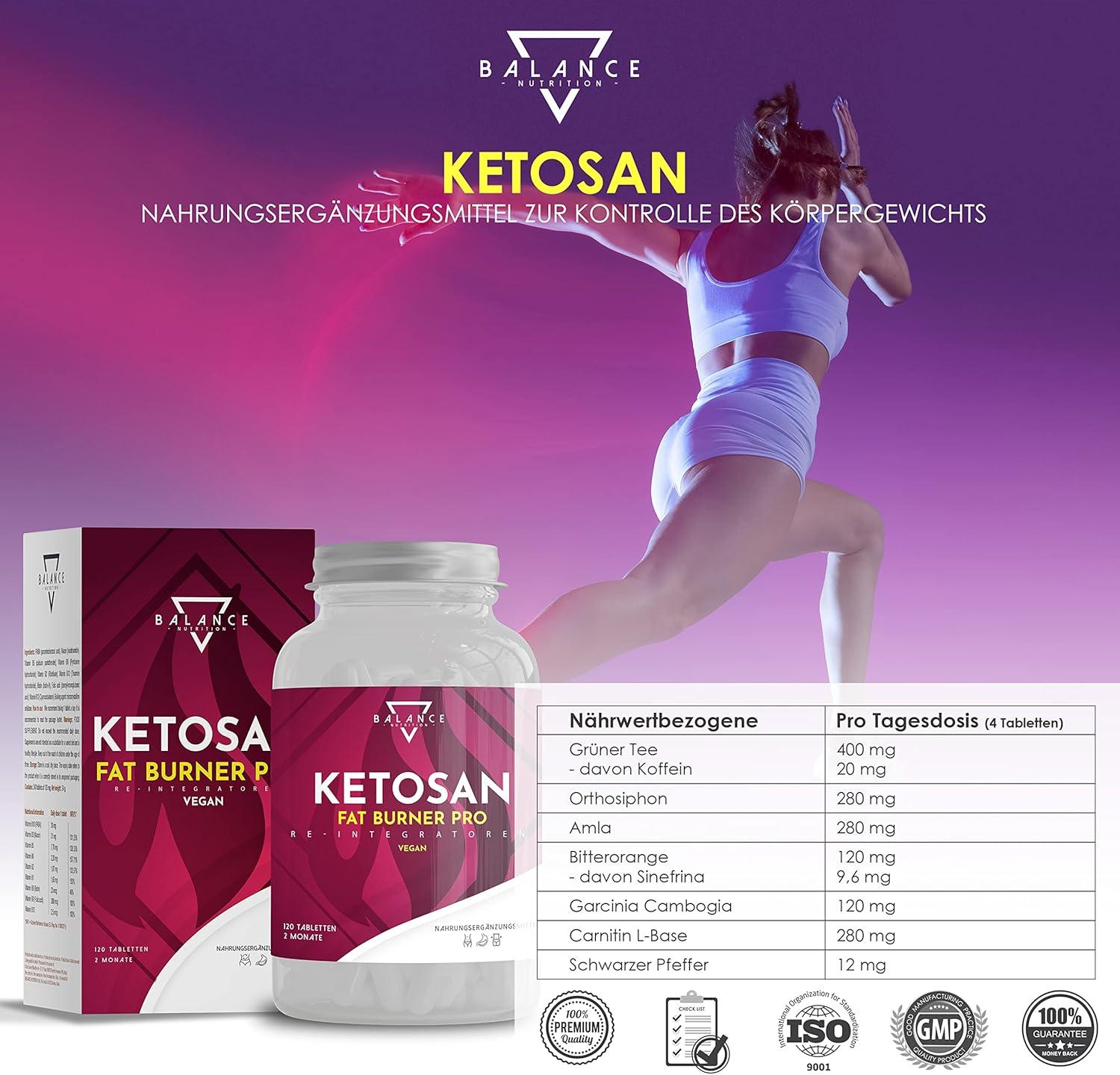 Ketosan® (DETOX-Diät inklusive Entwässerung) - Schnelle und effektive Schlankheitspillen | Abnehmen Schnell Fettverbrenner | Fat Burner | Grüner Tee, Orthosiphon, Garcinia Cambogia, Piperina - urmax