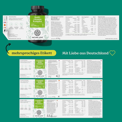 Multivitamin Komplex – 180 vegane Kapseln – Vitamine A-Z & Mineralstoffe – mit Grünteeextrakt und Citrus-Bioflavonoiden – hochdosiert und mit Bioaktiv-Formen – laborgeprüft, ohne unnötige Zusätze - urmax