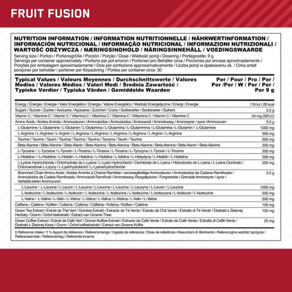 Optimum Nutrition Amino Energy Pre Workout Powder Keto Friendly with Beta Alanine, Caffeine, Amino Acids and Vitamin C, Fruit Fusion, 30 Servings, 270g - urmax