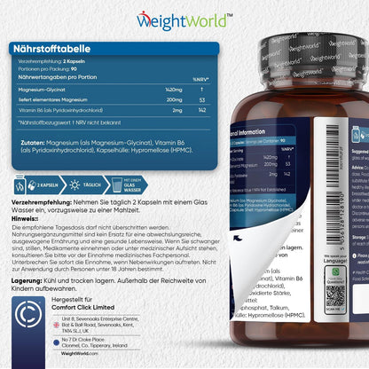 🔥 Magnesium Glycinat – 180 Капсули | 1420 mg Магнезиев Бисглицинат + Витамин B6 | 200 mg Елементарен Магнезий на Дневна Доза | Подкрепа за Мускули, Кости и Енергия 🏆 ПОДОБРЕНА ФОРМУЛА ЗА ОПТИМАЛНА АБСОРБЦИЯ И БЕЗ СТОМАШЕН ДИСКОМФОРТ! - urmax