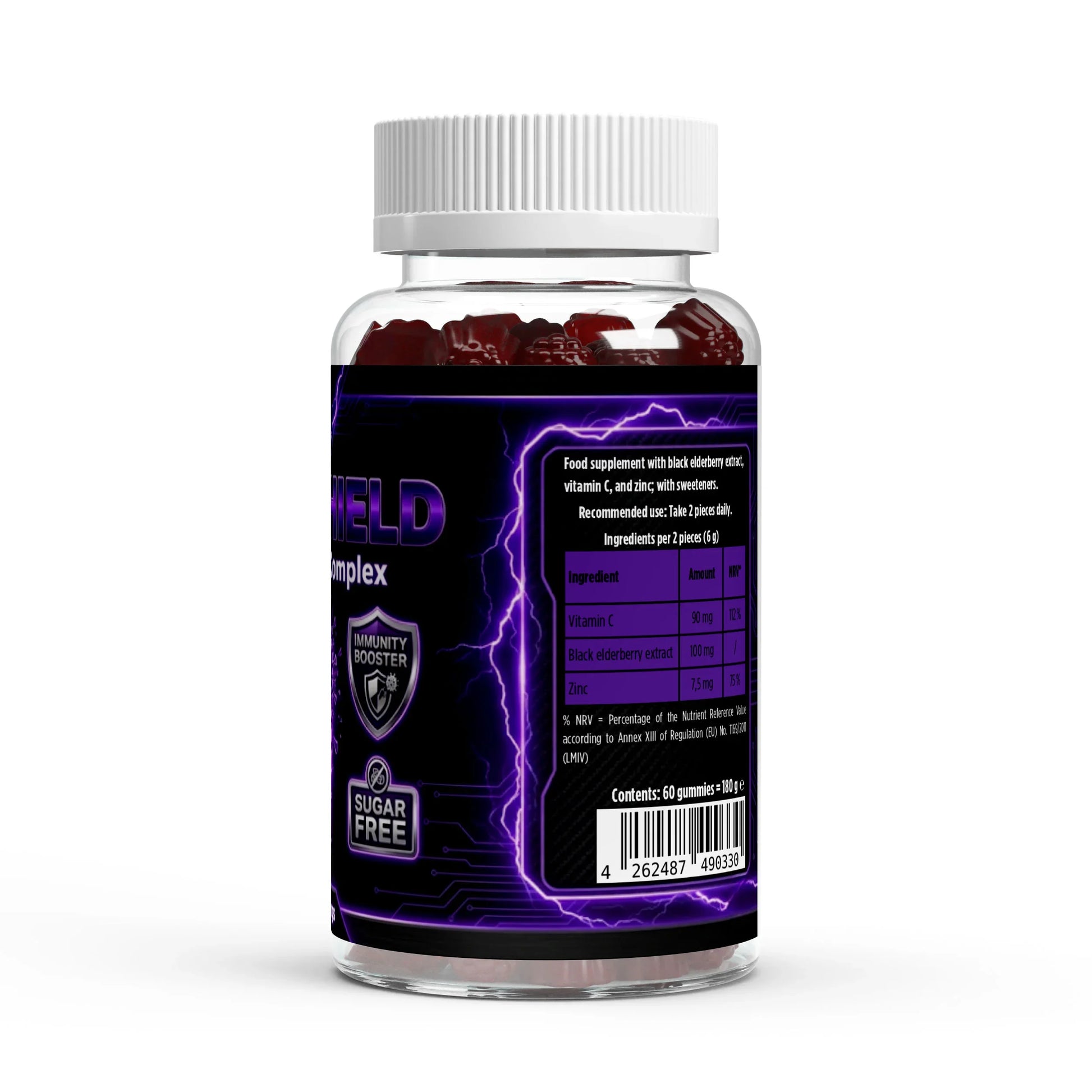 Urmax immunity booster supplement bottle with black and purple label, sugar free, 60 gummies