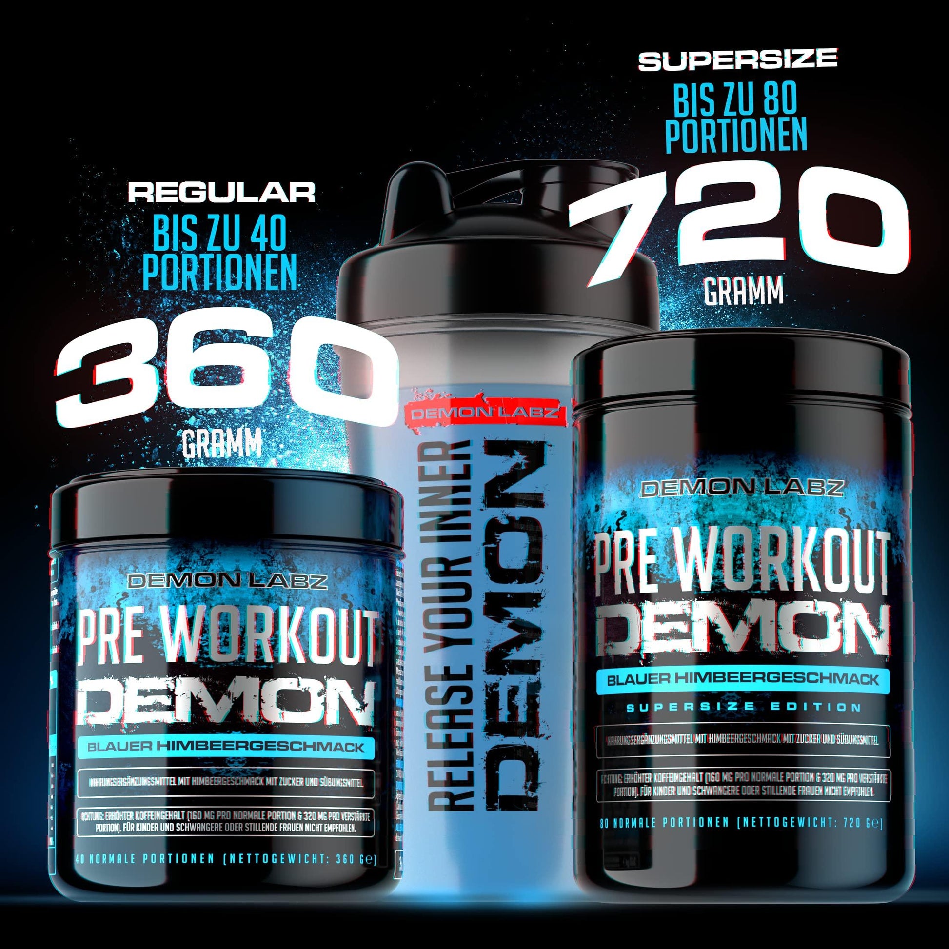 🔥 Pre Workout Demon – 360g | Blauer Himbeer | 40 Дози | Pre-Workout Booster с Креатин, Бета-Аланин, Таурин и Кофеин | Веган | Климатично неутрален | Произведен в Германия 🔥 - urmax