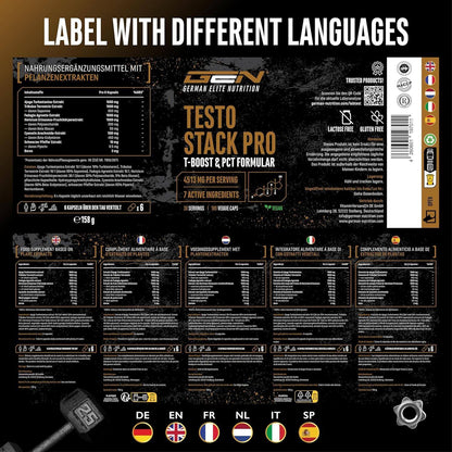Testo Stack Pro - Екстра Силен Натурален T-Boost Комплекс | 180 Веган Капсули 🔥 Високоефективна формула с Turkesteron, Ecdysteron, Fadogia Agrestis, Tribulus, Hericium и Бор! - urmax