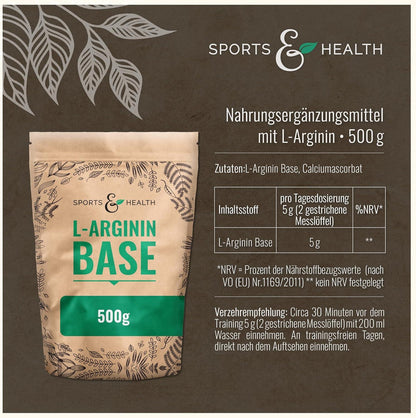 L Arginin Base Pulver - 500g Veganes Arginin Pulver 5g pro Tagesdosis - L-Arginin Ist Die Reinste Quelle Mit Höchster Bioverfügbarkeit Und Optimalen PH Wert - urmax