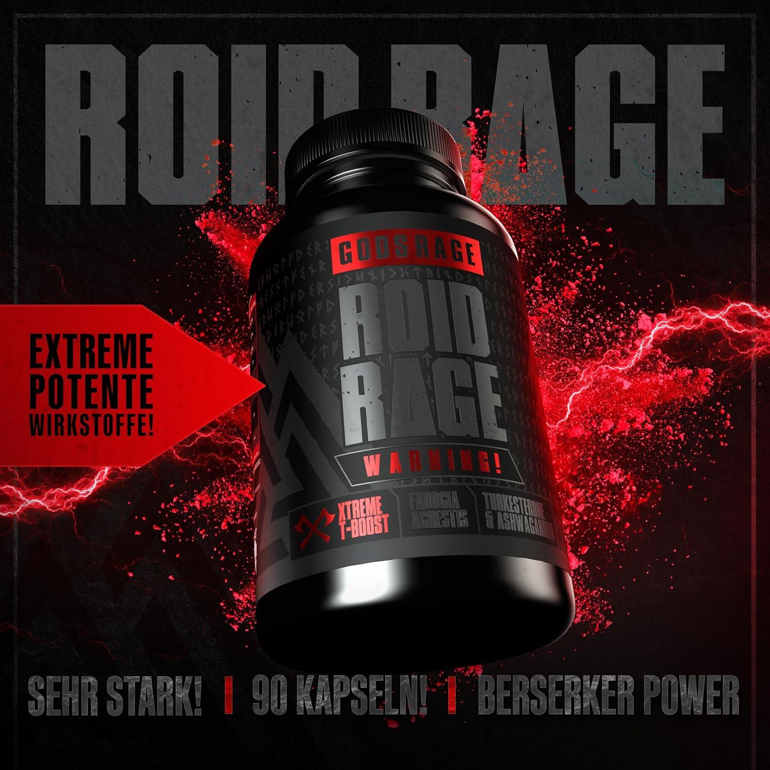 GODSRAGE ROID RAGE – 500 mg Turkesteron, 500 mg Fadogia Agrestis & 150 mg Ashwagandha – Einzigartiges & Hochdosiertes 3-in-1 Supplement – Die stärkste Alternative zu Tongkat Ali, 90 Kapseln – Germany - urmax