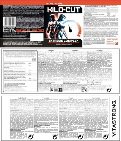 Kilo-Cut für Ästhetische Ergebnisse, Lösung der Neuen Generation - Synergie von Garcinia, Matcha, L-Carnitin, Cholin, Glucomannan - 120 Tabletten - Fühlen Sie sich Leichter und Energischer - urmax
