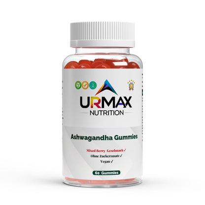 Premium Ashwagandha Gummies 300 mg + Витамин B6 с вкус на горски плодове 60 броя Спокойствие, баланс и по-добър сън – в нежна и вкусна форма! - urmax