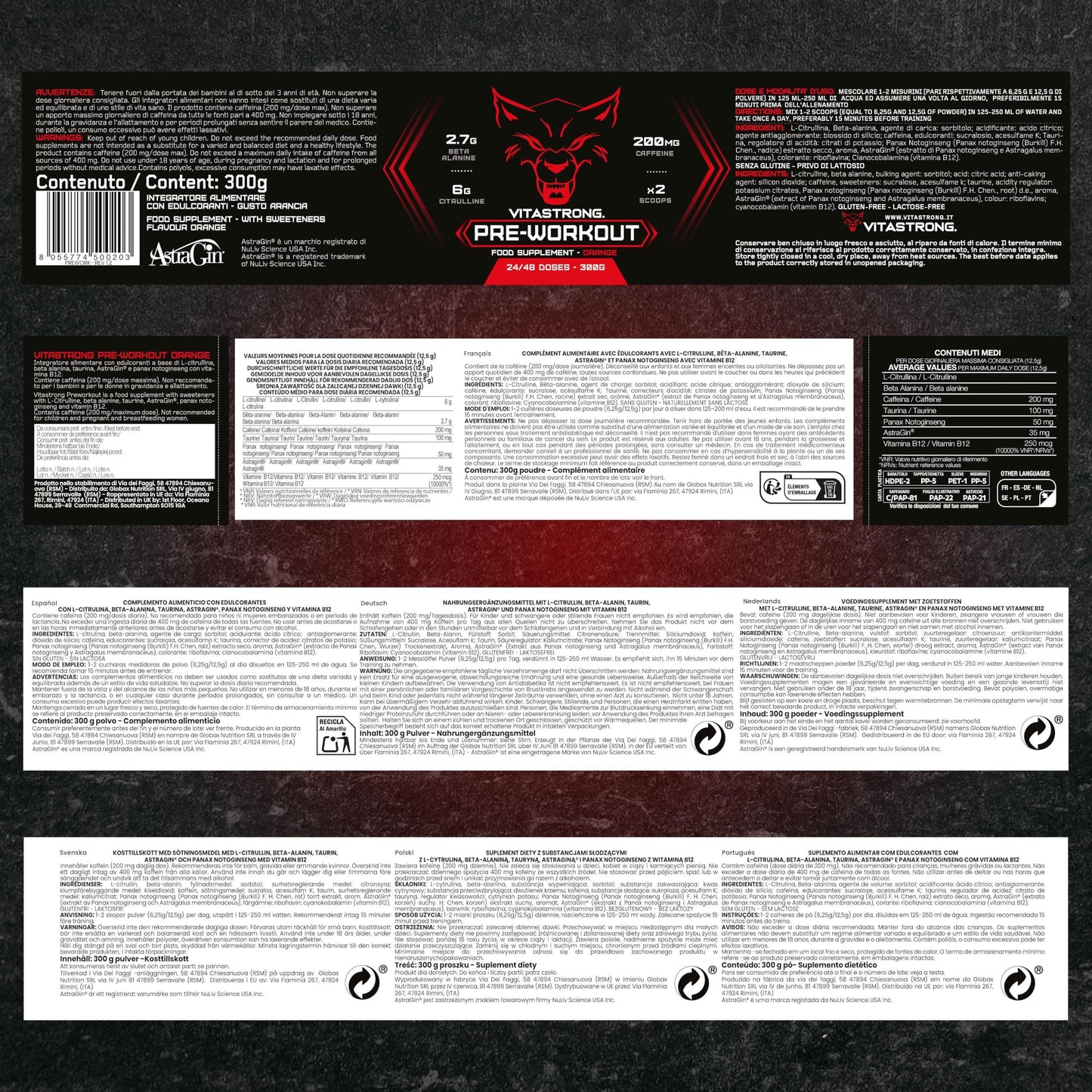 🔥 Vitastrong Pre Workout – 300 г | 24 дози | Портокалов вкус 🏋️‍♂️ Енергия, издръжливост и максимална концентрация за всяка тренировка! - urmax