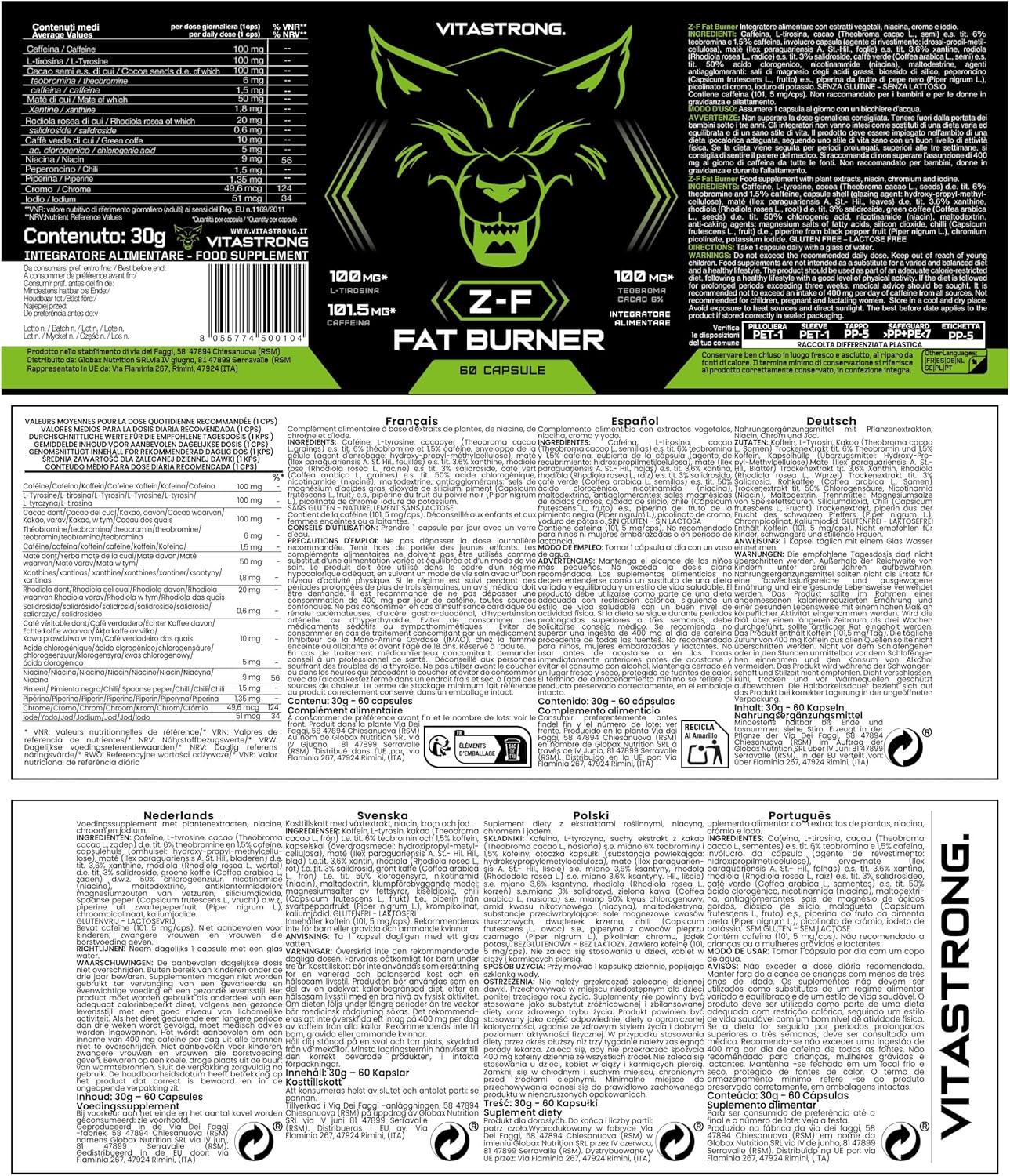 Vitastrong Zero-Fat Abnehmen Schnell Fettverbrenner | Stoffwechsel Beschleunigen Abnehmen tabletten, Fat Burner | Thermogenische Entwässerung für Fettverlust | Für Damen und Herren Hohe Qualität - urmax