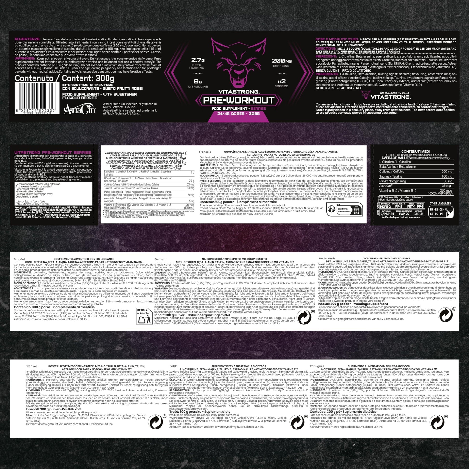 🔥 Vitastrong Pre Workout – 300 г | 24 дози | Портокалов вкус 🏋️‍♂️ Енергия, издръжливост и максимална концентрация за всяка тренировка! - urmax