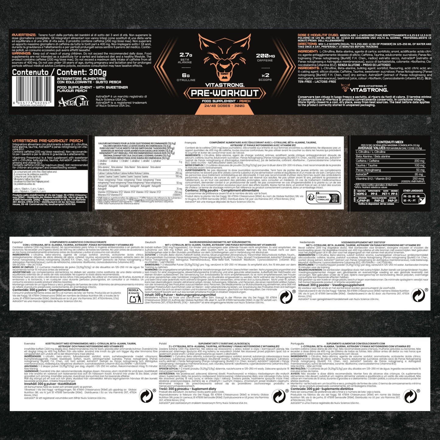 🔥 Vitastrong Pre Workout – 300 г | 24 дози | Портокалов вкус 🏋️‍♂️ Енергия, издръжливост и максимална концентрация за всяка тренировка! - urmax