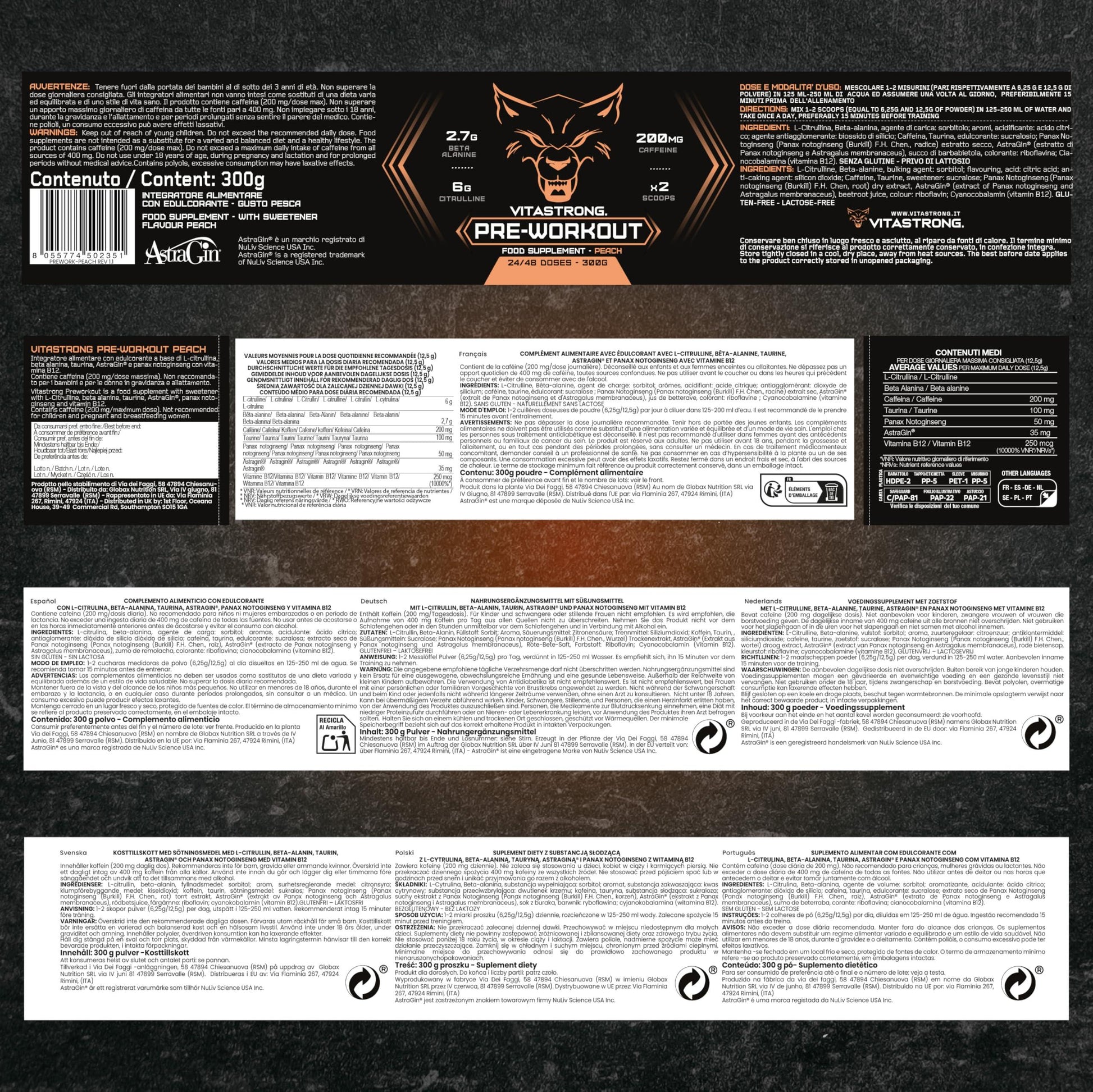 🔥 Vitastrong Pre Workout – 300 г | 24 дози | Портокалов вкус 🏋️‍♂️ Енергия, издръжливост и максимална концентрация за всяка тренировка! - urmax