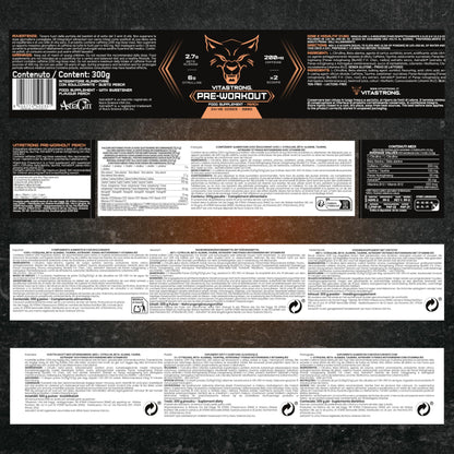 🔥 Vitastrong Pre Workout – 300 г | 24 дози | Портокалов вкус 🏋️‍♂️ Енергия, издръжливост и максимална концентрация за всяка тренировка! - urmax