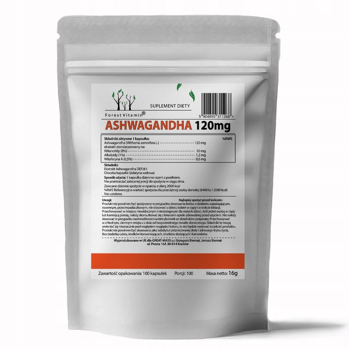 🌿 ASHWAGANDHA STRONG – 100 капсули | 120 mg екстракт | 8% withanolides