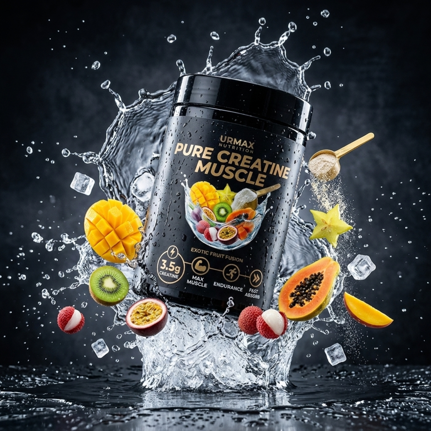 URMAX™ Pure Creatine Muscle – Exotic Fruit Fusion | 100% Microfiltered Creatine Monohydrate