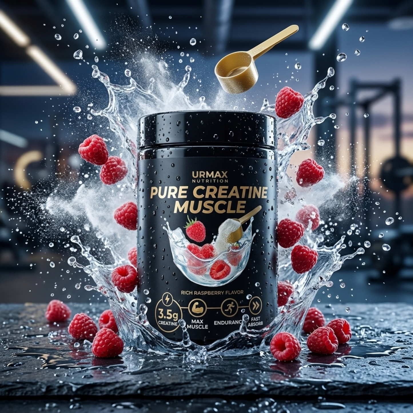 URMAX™ Pure Creatine Muscle – Rich Raspberry | 100% Microfiltered Creatine Monohydrate